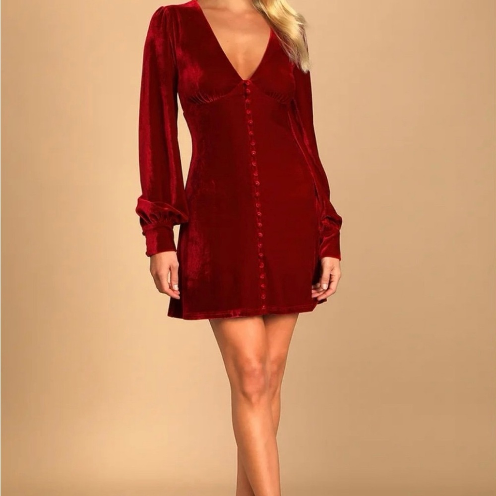 Lulu's Make It Merry Red Velvet Dress